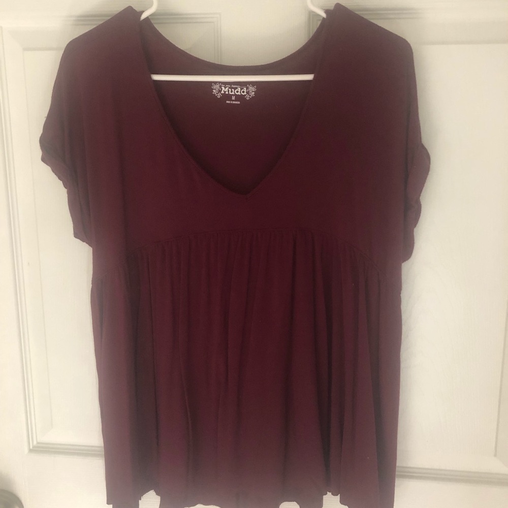 Burgundy v-neck top
